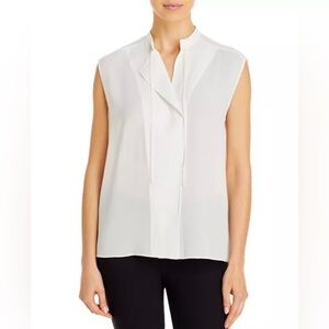 Vince Sleeveless Tie Neck Cream/Off White 100% Silk Blouse size X-small